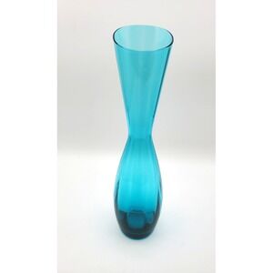 Vintage Blenko Turquoise 10.5" Ribbed Vase